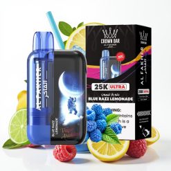 Al Fakher Crown Bar Ultra 25K Disposable Vape 22ml 50mg/mļ zilā avenīšu limonāde