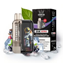 Al Fakher Crown Bar Ultra 25K Disposable Vape 300mAh 22ml Melnās upenes ledus