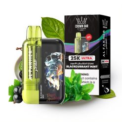 Al Fakher Crown Bar Ultra 25K Disposable ar LED displeju un Type-C, Melnais upītis piparmētra