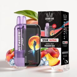 Al Fakher Crown Bar Ultra 25K ar LED displeju un Type-C, Persiku Ledus