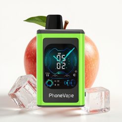 JNR PhoneVape 30000 puffs Disposable Vape Type-C Rechargeable Turbo Mode Skābo ābolu Ice