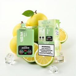 Razz Bar 40000 Puffs Disposable Vape Power Screen Display 1.0Ω×2 Mesh Coil Citrons & Zaļais Ledus
