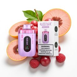Razz Bar 50K Puffs Disposable Vape Type-C Rechargeable 2% Nicotine Sarkana vista vīnogu garša