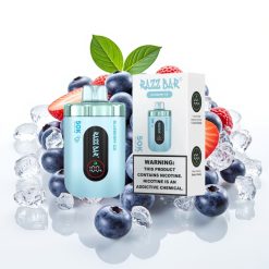 Razz Bar 50K Puffs Disposable Vape Type-C Rechargeable 2% Nikotīns Zemenes Ledus