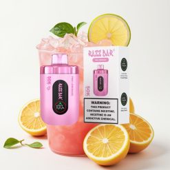 Razz Bar 50K Puffs Disposable Vape Type-C Rechargeable Rozā Citronāde