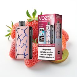 Vozol Neon 45K 45000 Pūti Disposable Vape ar regulējamu Ledu un Gaisa plūsmu – Saldēta Zemeņu Kiwi